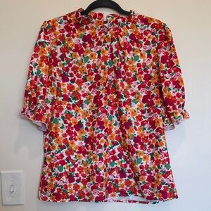 Dirass Floral Ruffle Sleeve Top Size Large